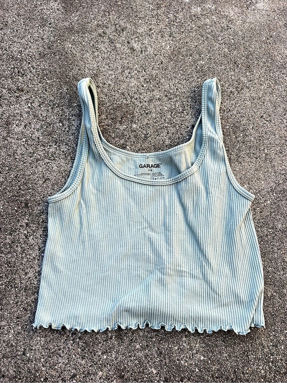 Garage Light Green Ribbed Striped Tank Top